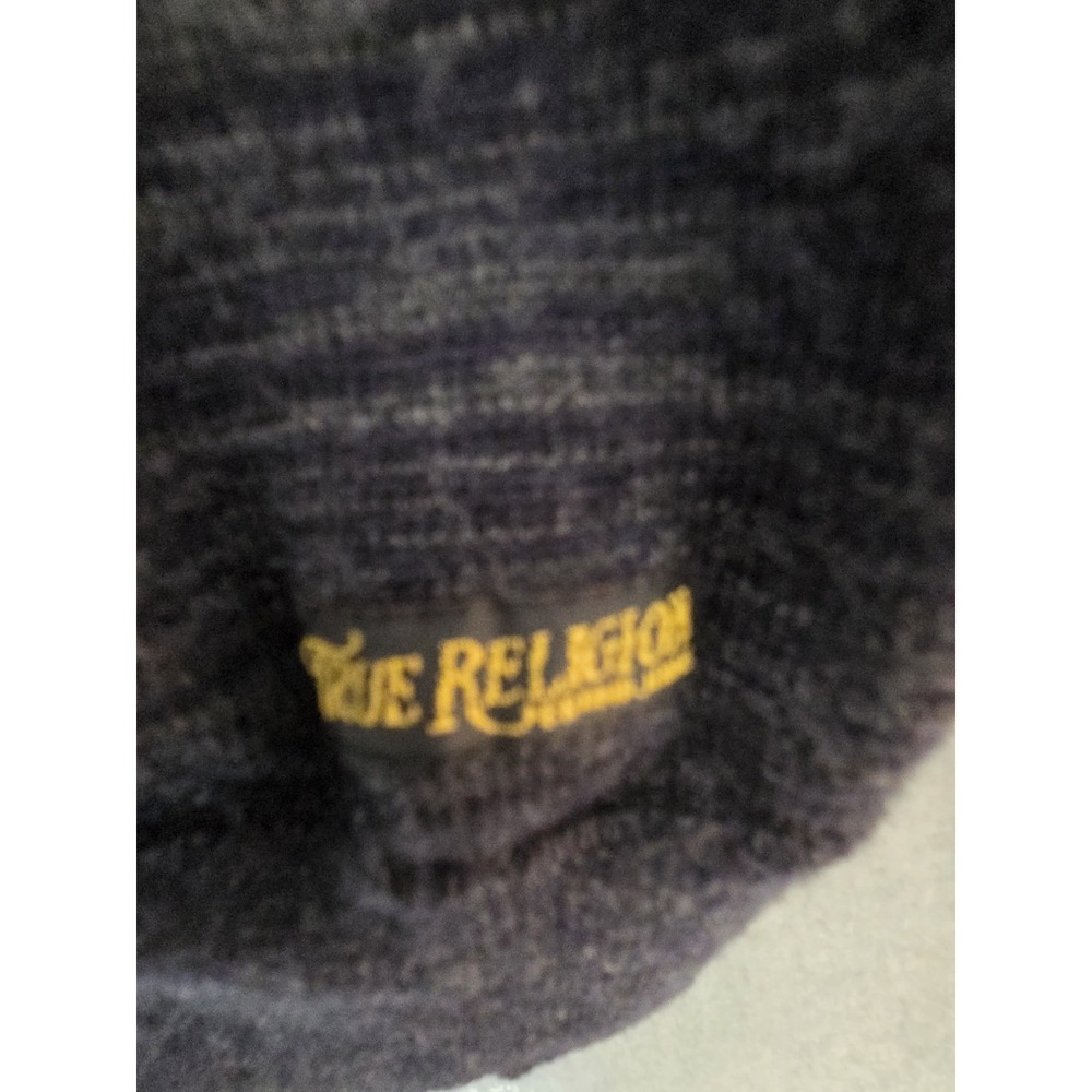 True Religion Cardigan Wool‎ Sweater Men's XL Button Up Preppy Charcoal Academia - Picture 4 of 10